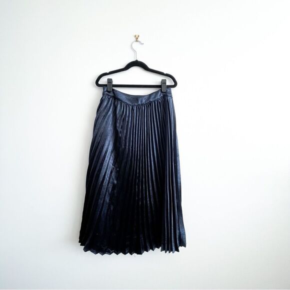 Essue Navy Pleated Skirt Side Zip Women's S - Picture 2 of 9